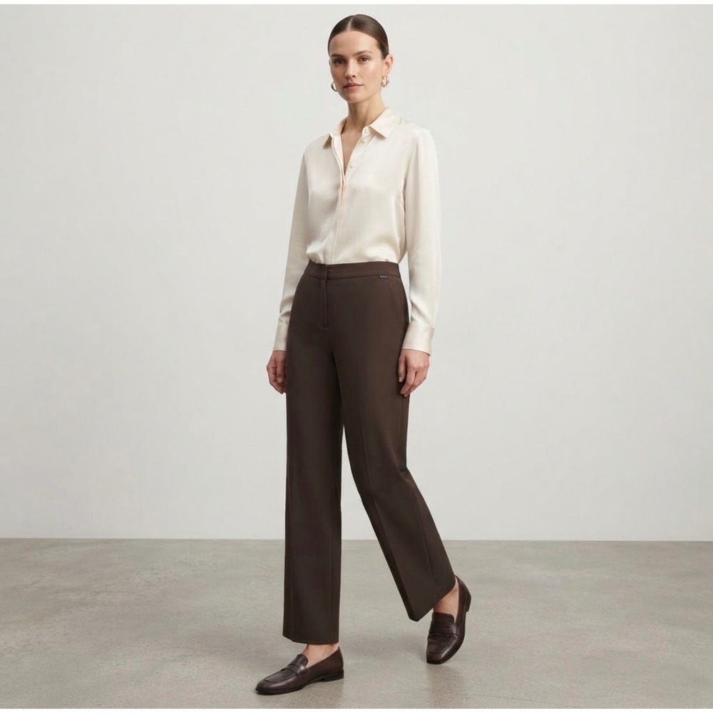 The Limited Dress Pants Womens 6R Brown Stretch Straight Leg Trousers Office NEW
